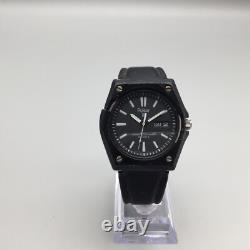 Vtg Pulsar Watch Men Y563-6099 41mm Black Dial Day Date New Battery Broken Case