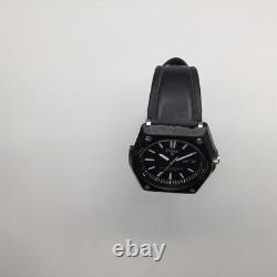 Vtg Pulsar Watch Men Y563-6099 41mm Black Dial Day Date New Battery Broken Case