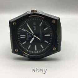 Vtg Pulsar Watch Men Y563-6099 41mm Black Dial Day Date New Battery Broken Case