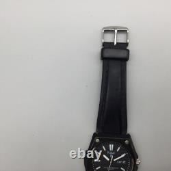 Vtg Pulsar Watch Men Y563-6099 41mm Black Dial Day Date New Battery Broken Case