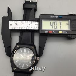 Vtg Pulsar Watch Men Y563-6099 41mm Black Dial Day Date New Battery Broken Case