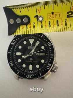 Vtg Seiko SQ Divers Watch Men 41mm Black Dial 7548-7000 BROKEN PARTS OR REPAIR