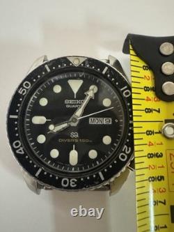 Vtg Seiko SQ Divers Watch Men 41mm Black Dial 7548-7000 BROKEN PARTS OR REPAIR