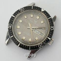 Vtg Waltham Automatic Men's Dive Watch Swiss Made Day Date Needs Repair 36.5mm