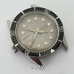 Vtg Waltham Automatic Men's Dive Watch Swiss Made Day Date Needs Repair 36.5mm