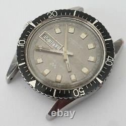 Vtg Waltham Automatic Men's Dive Watch Swiss Made Day Date Needs Repair 36.5mm