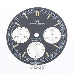 Wakmann Chronograph Valjoux 72 Navy Blue Silver Dial Part Spares 30.49mm