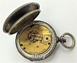 Waltham 7 Jewel Open Face Pocket Watch Fahys Coin Silver 8 Day As Is For Parts