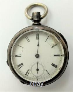 Waltham 7 Jewel Open Face Pocket Watch Fahys Coin Silver 8 Day As Is For Parts