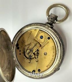 Waltham 7 Jewel Open Face Pocket Watch Fahys Coin Silver 8 Day As Is For Parts