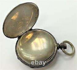 Waltham 7 Jewel Open Face Pocket Watch Fahys Coin Silver 8 Day As Is For Parts