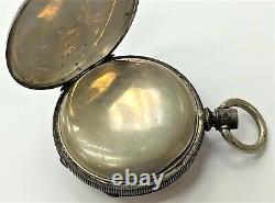 Waltham 7 Jewel Open Face Pocket Watch Fahys Coin Silver 8 Day As Is For Parts