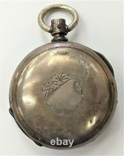 Waltham 7 Jewel Open Face Pocket Watch Fahys Coin Silver 8 Day As Is For Parts