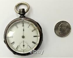 Waltham 7 Jewel Open Face Pocket Watch Fahys Coin Silver 8 Day As Is For Parts