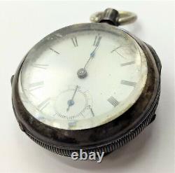 Waltham 7 Jewel Open Face Pocket Watch Fahys Coin Silver 8 Day As Is For Parts