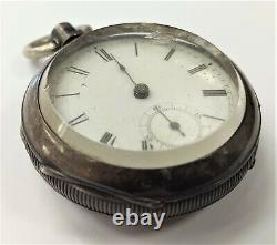 Waltham 7 Jewel Open Face Pocket Watch Fahys Coin Silver 8 Day As Is For Parts