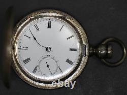 Waltham Broadway Model 1877 Keywind Sterling Silver Pocket Watch As-Is For Parts