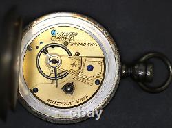 Waltham Broadway Model 1877 Keywind Sterling Silver Pocket Watch As-Is For Parts