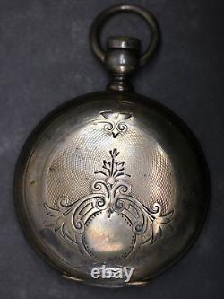 Waltham Broadway Model 1877 Keywind Sterling Silver Pocket Watch As-Is For Parts