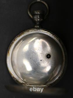 Waltham Broadway Model 1877 Keywind Sterling Silver Pocket Watch As-Is For Parts