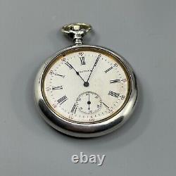 Waltham Sterling Silver Pocket Watch 15 Jewels For Parts or Repair 1907