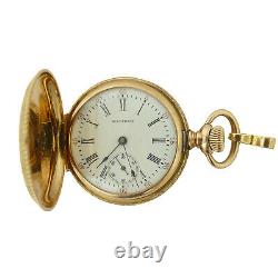 Waltham White Dial 15 Jewels 14k Gold Pocket Watch For Parts/repairs
