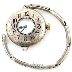 Waltham White Dial Sterling Silver Pocket Watch With Chain For Parts Or Repairs