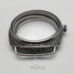 Watch case eta6497 6498 MOVT 47mm stainless steel black carving Florence