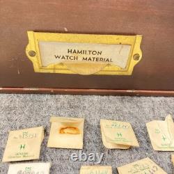 Watchmaker Cabinet 2 Drawer Hamilton Watch Parts Staff Stem Balance 95 Pc