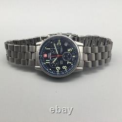 Wenger Swiss Military Chronograph Watch 39mm 536-0766 BROKEN PARTS OR REPAIR