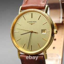 Working, For Parts LONGINES L4.720.2 Quartz 33mm Gold Dial Date Men's Watch
