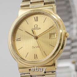 Working! Needs Repair Vintage 1984 OMEGA De Ville Cal. 1430 Qz Gold 31mm Men's