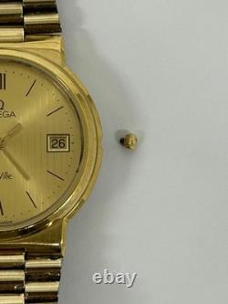 Working! Needs Repair Vintage 1984 OMEGA De Ville Cal. 1430 Qz Gold 31mm Men's