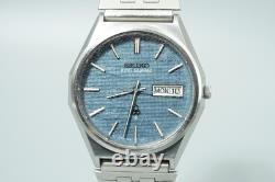 Working for Parts Vintage 1970s SEIKO KING 4823-8050 Qz Blue 36mm Mens Watch