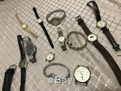 Wrist Watch Lot Vintage To Modern Male Female Fossil Bulova Gruen Timex Seiko S