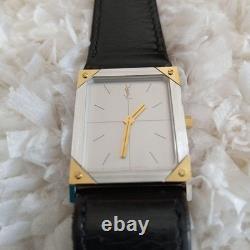 Yves Saint Laurent Citizen Unisex Quartz Watch Gold Silver Rare For parts as is