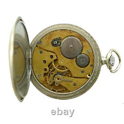 Zenith 46mm White Dial Sterling Silver Pocket Watch For Parts Or Repairs